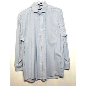 Tommy Hilfiger Blue Pinstriped Regular Fit Button-Down Shirt Size L Cotton/Spand